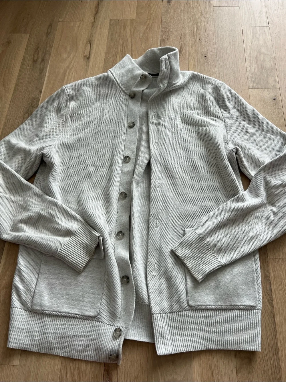 Light Grey Button-Up Knit Cardigan